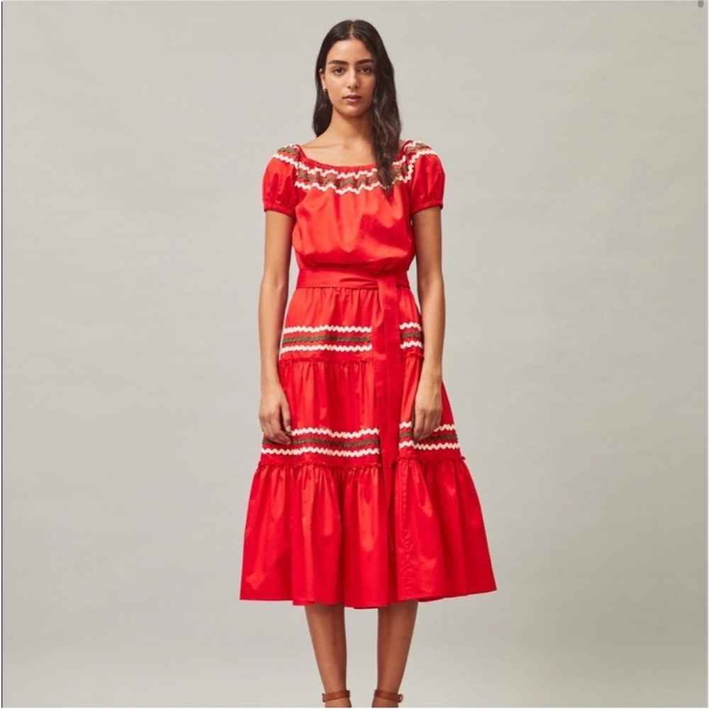 Tory Burch Embroidered Peasant Dress Size Small